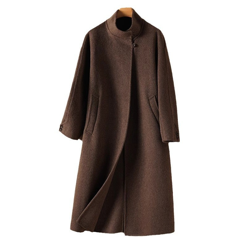 Long Stand-up Collar 100% Wool Coat