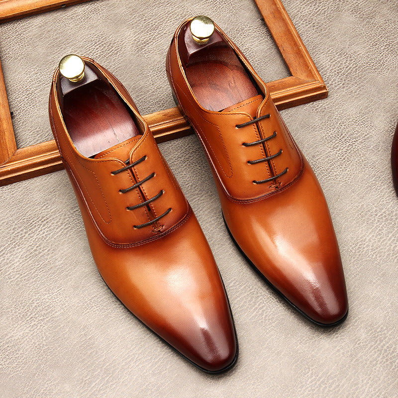 Pointed Toe Genuine Leather Oxfords