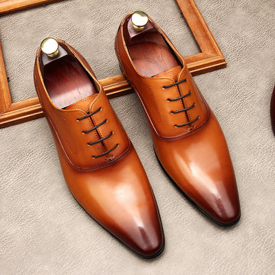 Pointed Toe Genuine Leather Oxfords