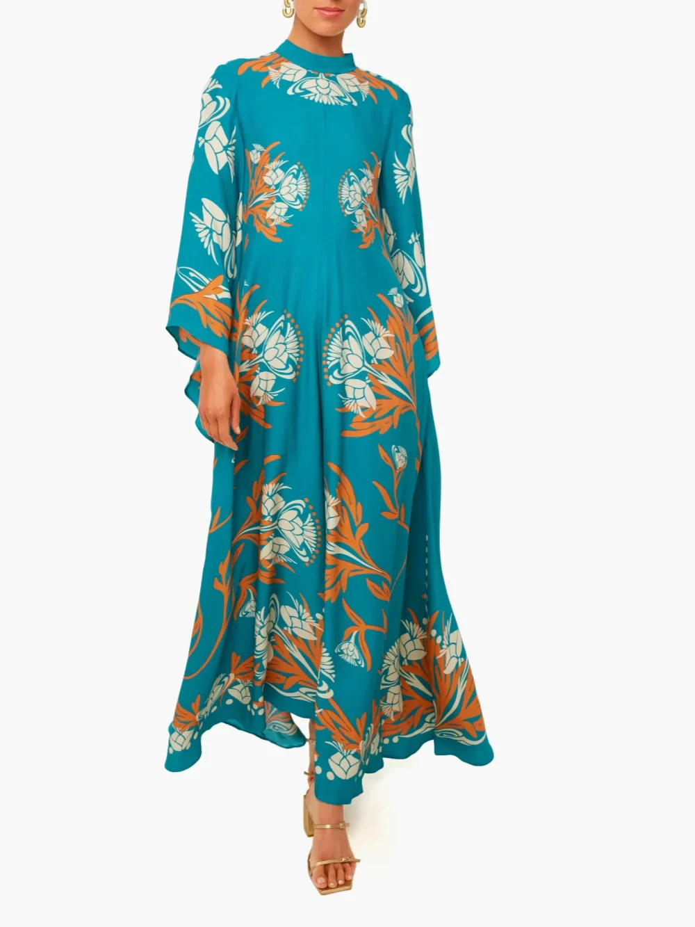 Vintage Stunning Print Maxi Dress Elsen Amsterdam