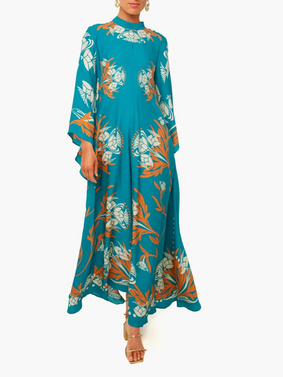 Vintage Stunning Print Maxi Dress Elsen Amsterdam