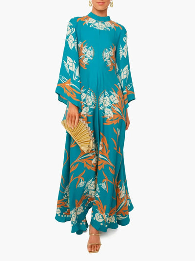 Vintage Stunning Print Maxi Dress Elsen Amsterdam