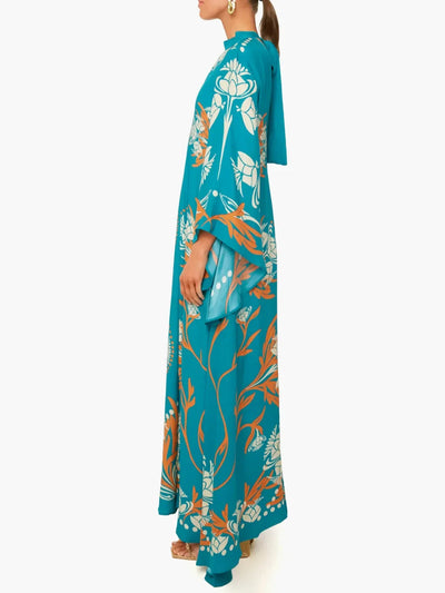 Vintage Stunning Print Maxi Dress Elsen Amsterdam