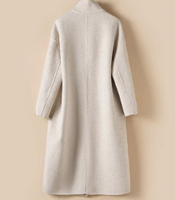 Long Stand-up Collar 100% Wool Coat