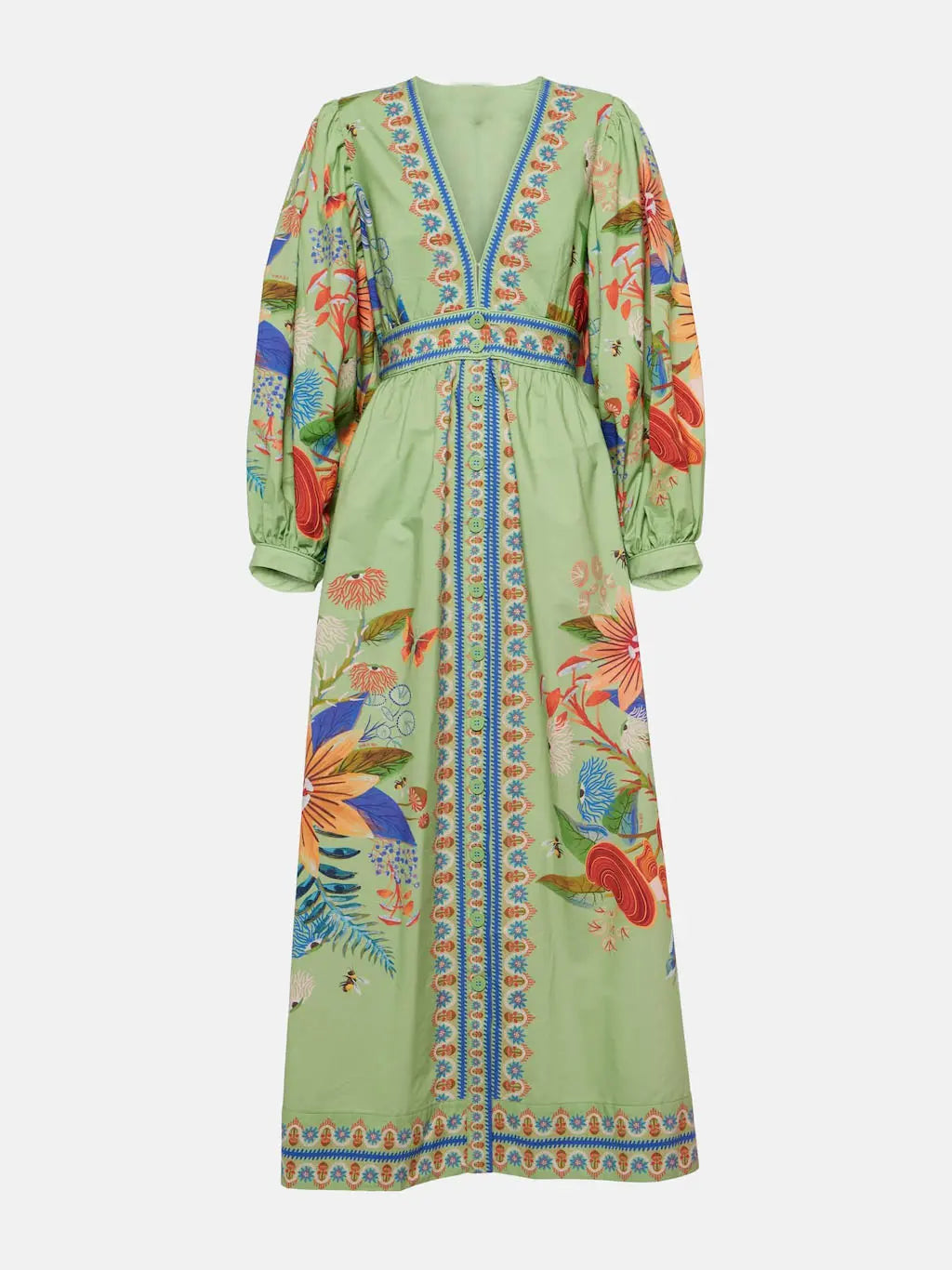 Delicate Floral V-Neck Single Breasted Midi Dress Elsen Amsterdam