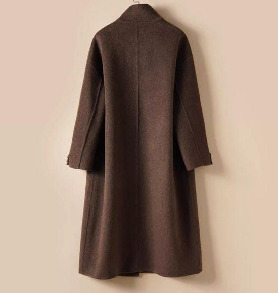 Long Stand-up Collar 100% Wool Coat