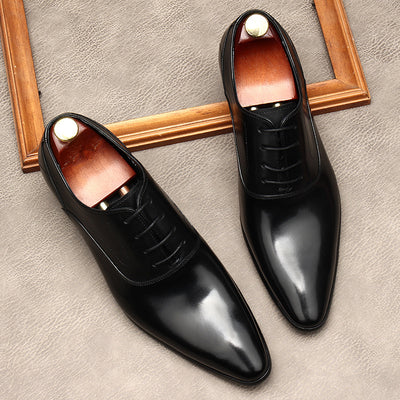 Pointed Toe Genuine Leather Oxfords