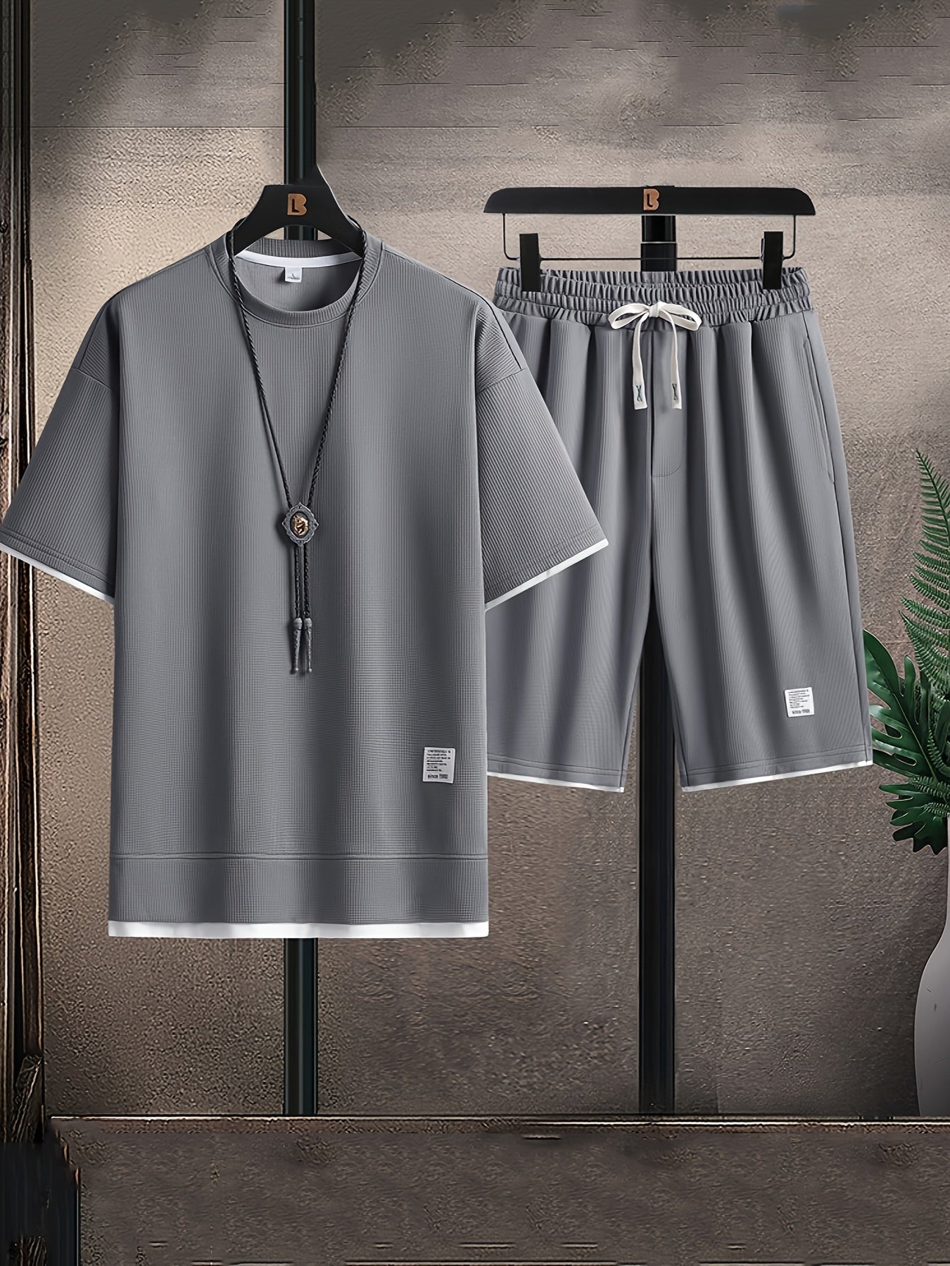 UrbanEase™  two-piece Waffle Knit Set