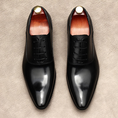 Pointed Toe Genuine Leather Oxfords