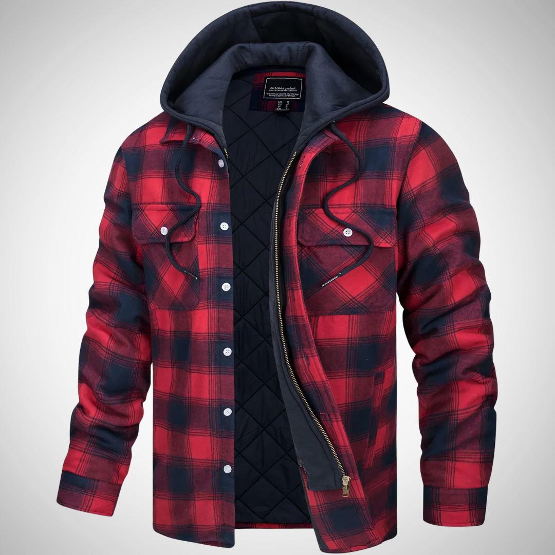 Plaid Quilted Hoodie Jacket