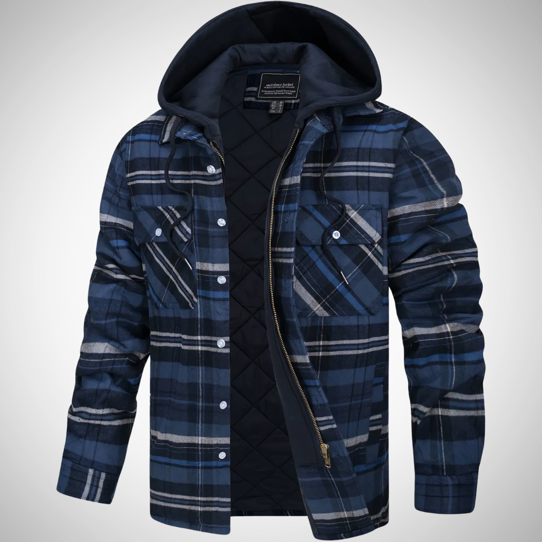 Plaid Quilted Hoodie Jacket