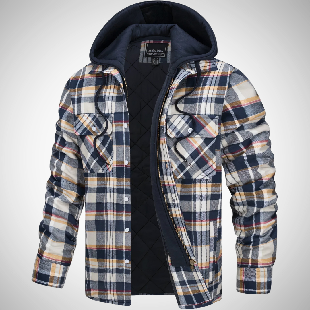 Plaid Quilted Hoodie Jacket