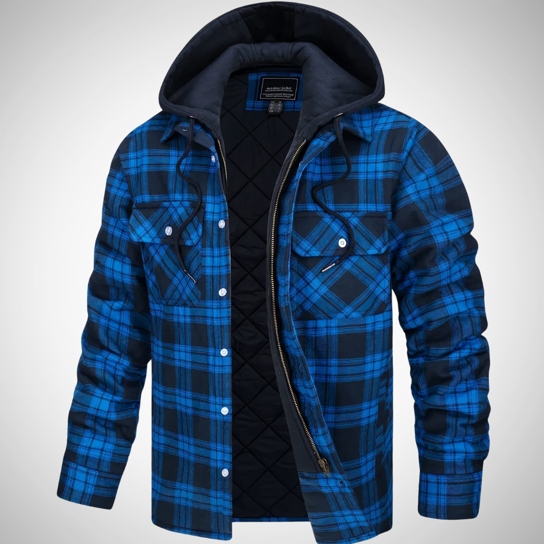 Plaid Quilted Hoodie Jacket