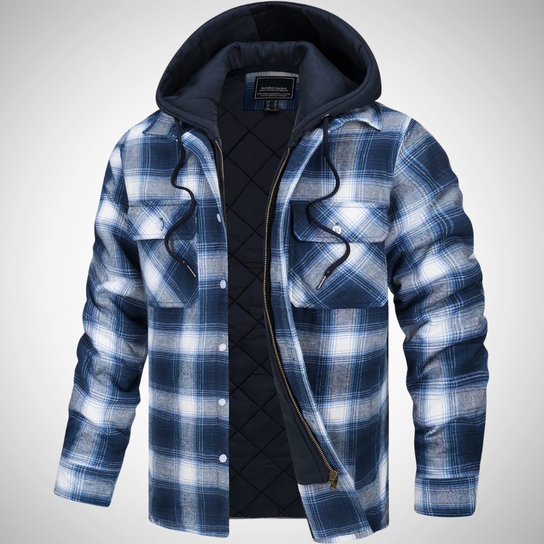 Plaid Quilted Hoodie Jacket