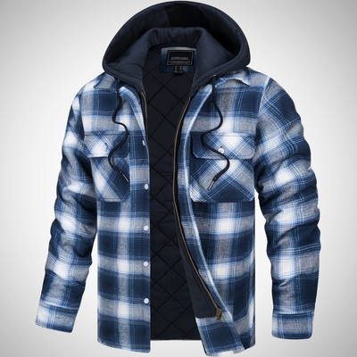 Plaid Quilted Hoodie Jacket