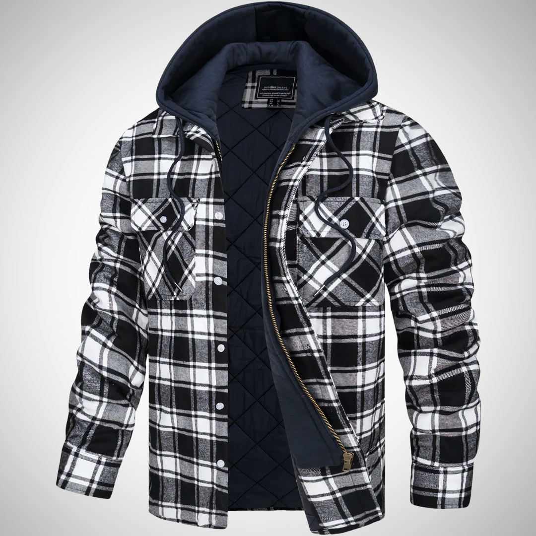 Plaid Quilted Hoodie Jacket