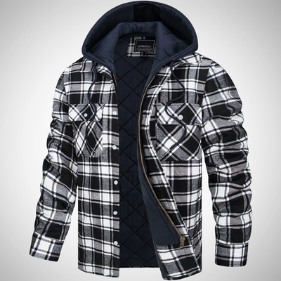 Plaid Quilted Hoodie Jacket