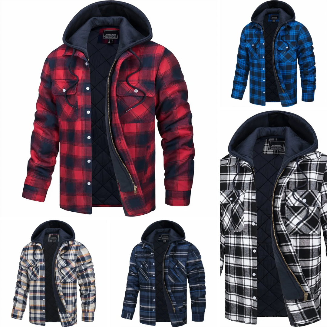 Plaid Quilted Hoodie Jacket