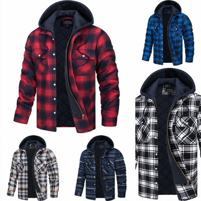 Plaid Quilted Hoodie Jacket