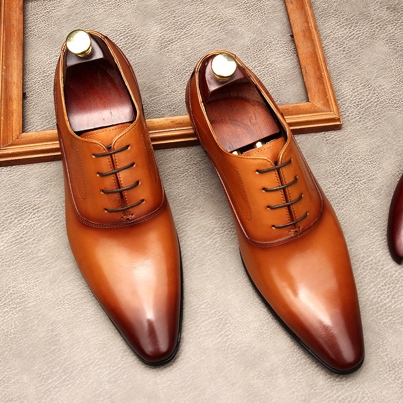 Pointed Toe Genuine Leather Oxfords