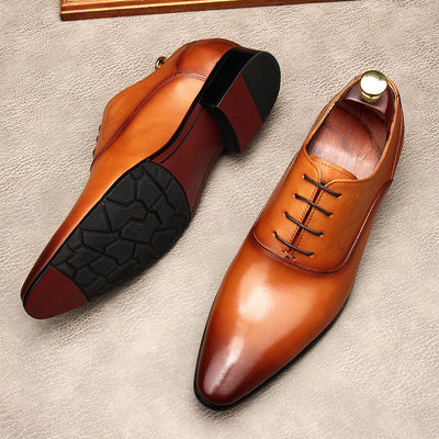 Pointed Toe Genuine Leather Oxfords