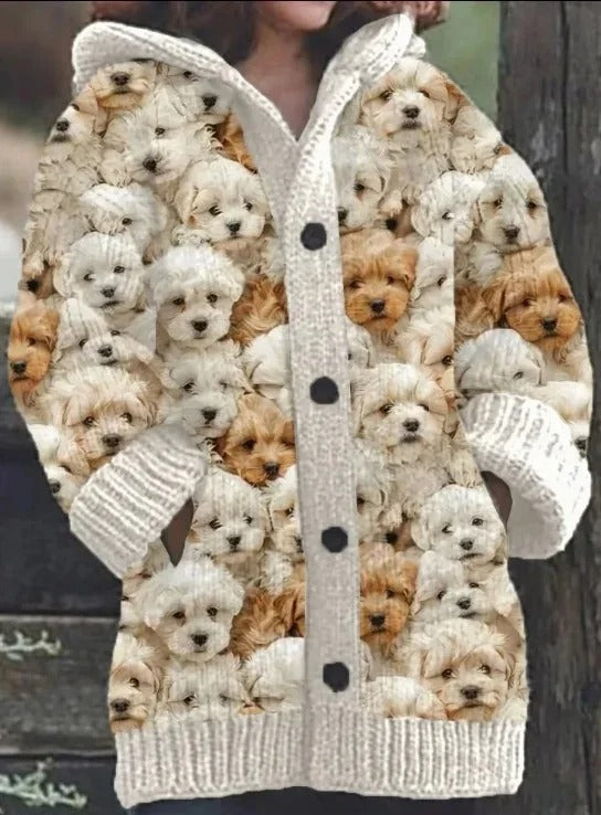 Enchanted Forest Cardigan: Hooded Knit with Animal Friends