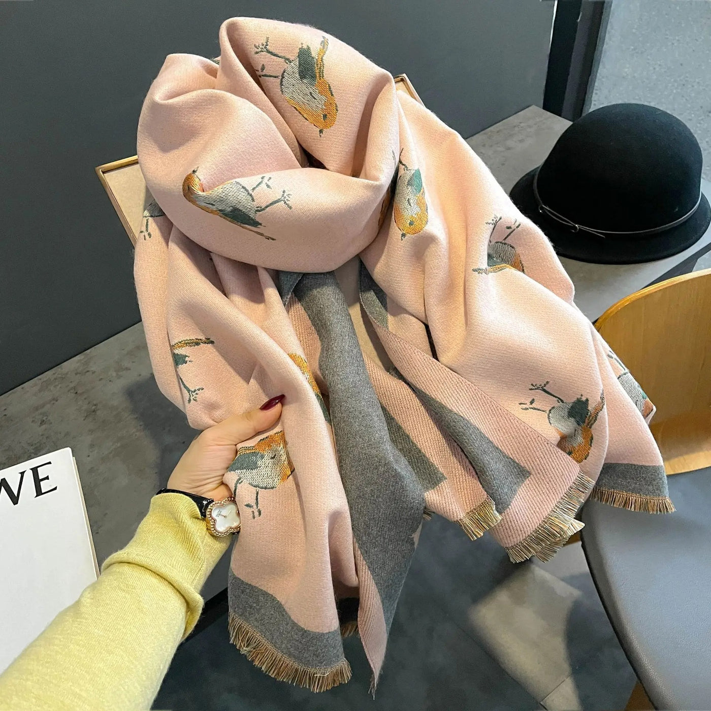 Bird Print Cashmere  Shawls