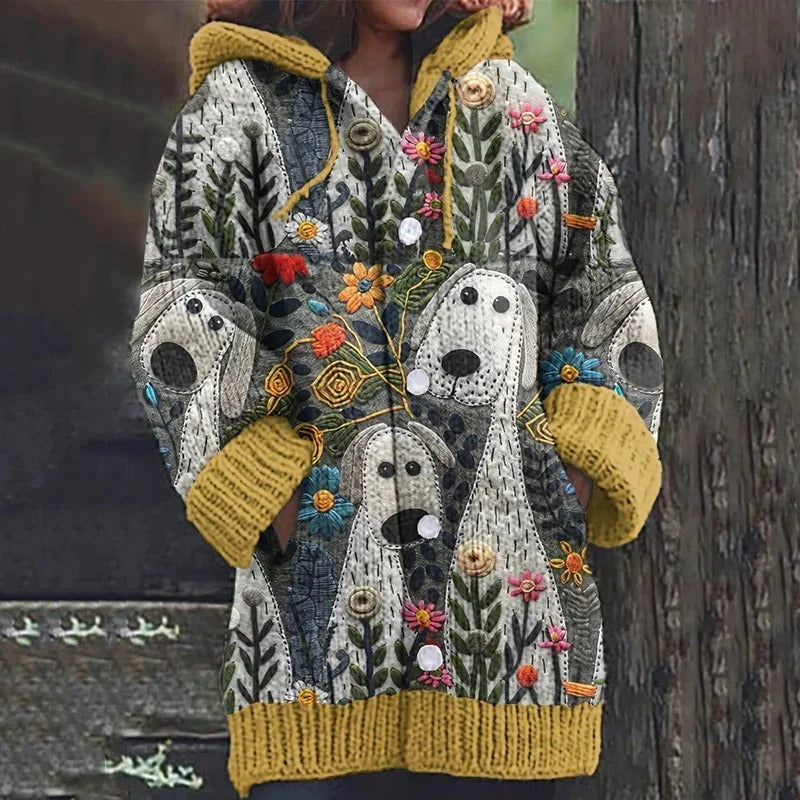 Enchanted Forest Cardigan: Hooded Knit with Animal Friends