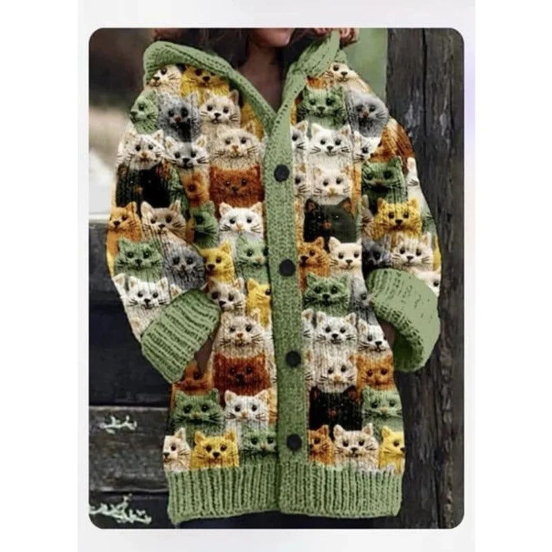 Enchanted Forest Cardigan: Hooded Knit with Animal Friends