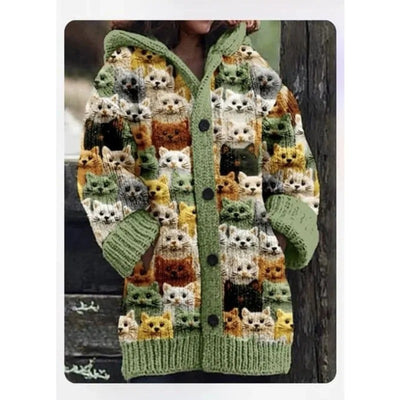 Enchanted Forest Cardigan: Hooded Knit with Animal Friends