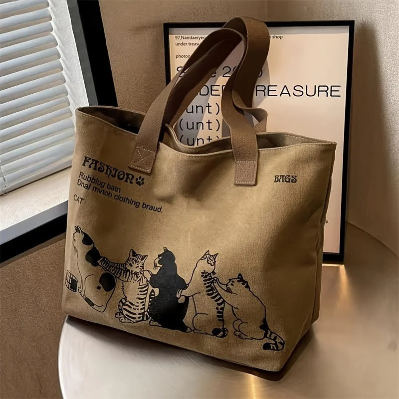 Whiskers & Wonder Canvas Tote