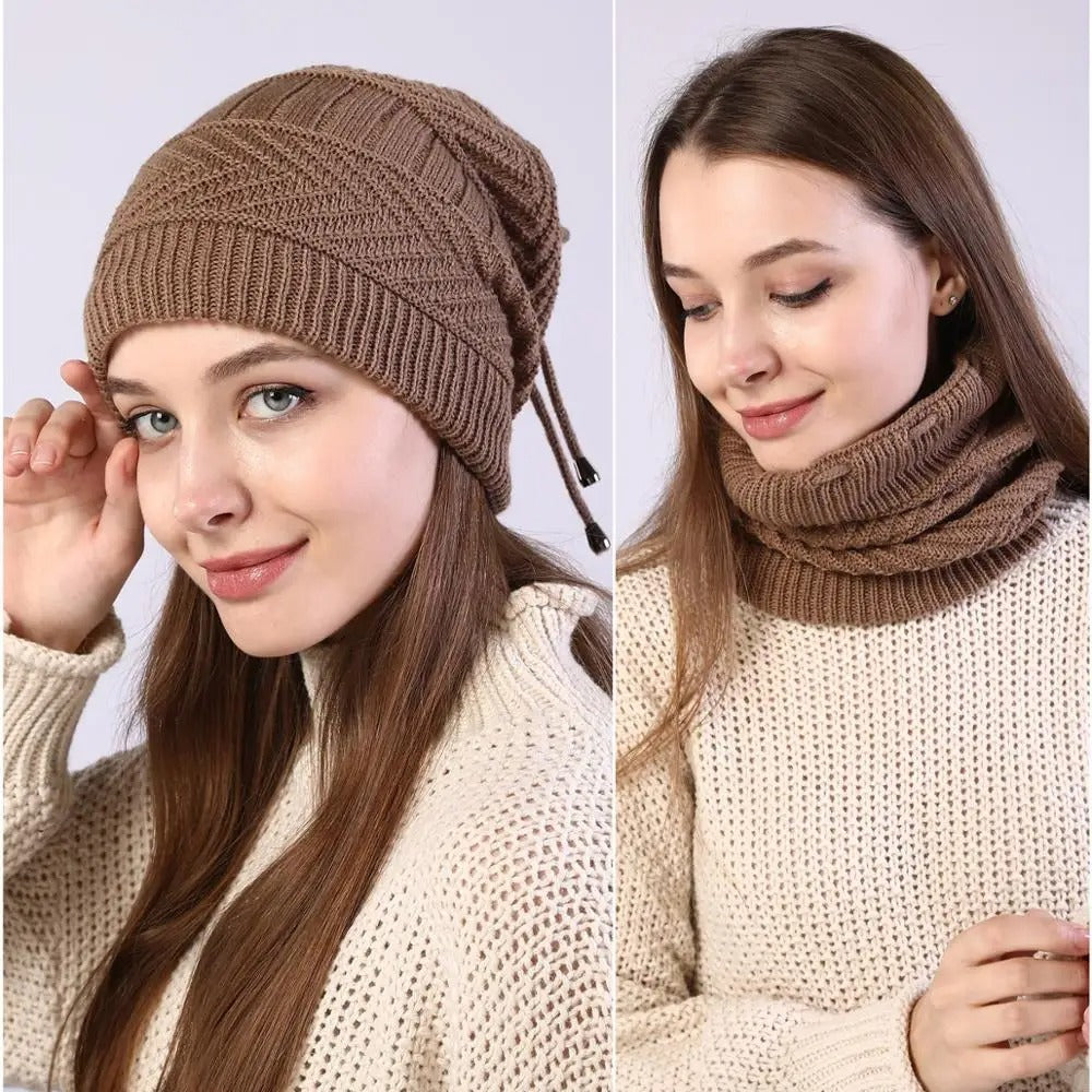 Transformer Beanie-Scarf: Stretchy Knitted Skull Cap & Snood