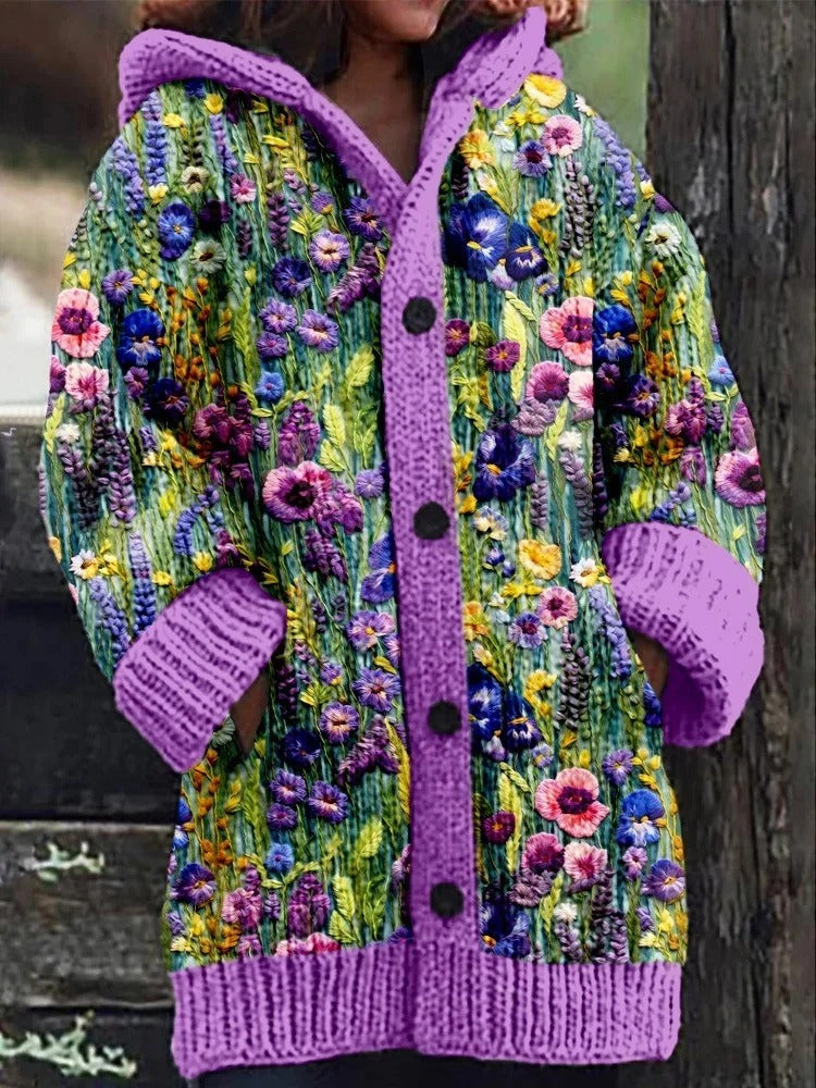 Enchanted Forest Cardigan: Hooded Knit with Animal Friends