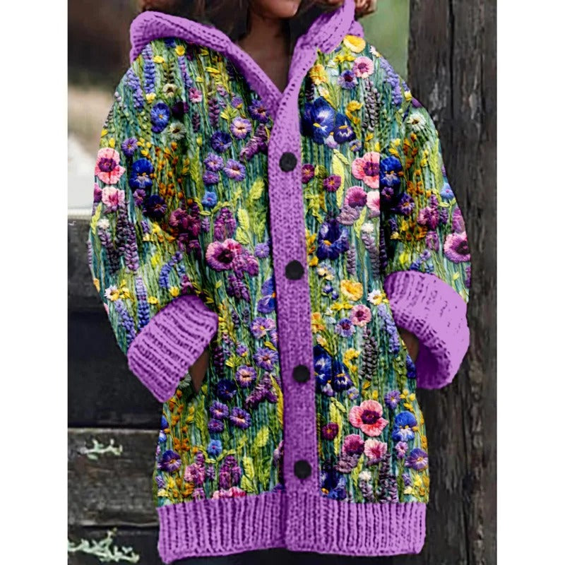 Enchanted Forest Cardigan: Hooded Knit with Animal Friends