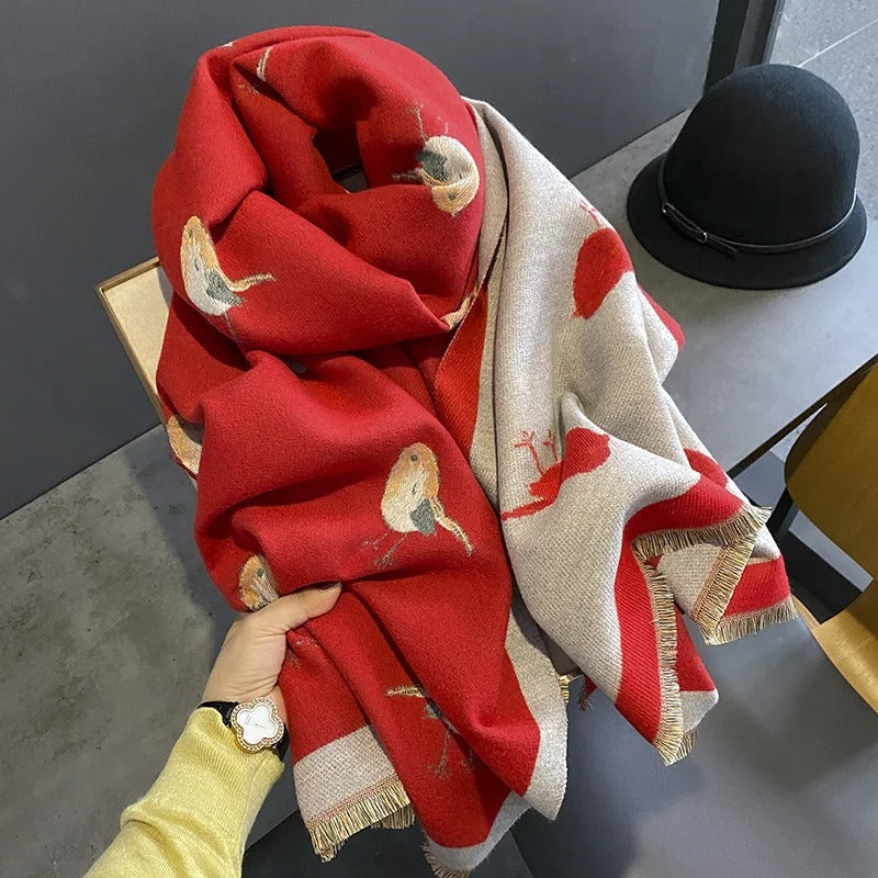Bird Print Cashmere  Shawls
