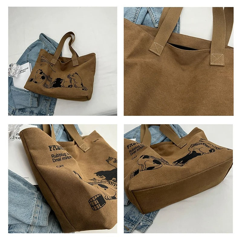 Whiskers & Wonder Canvas Tote