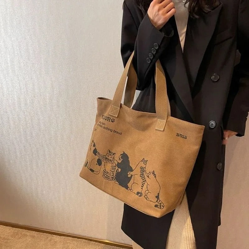 Whiskers & Wonder Canvas Tote