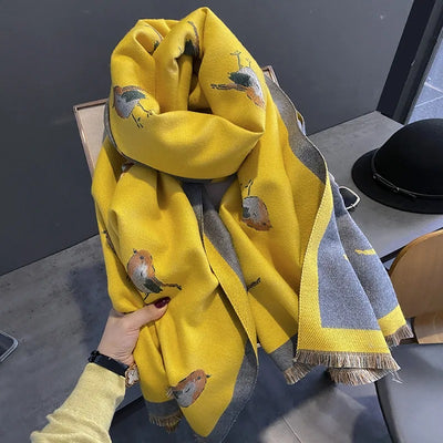 Bird Print Cashmere  Shawls