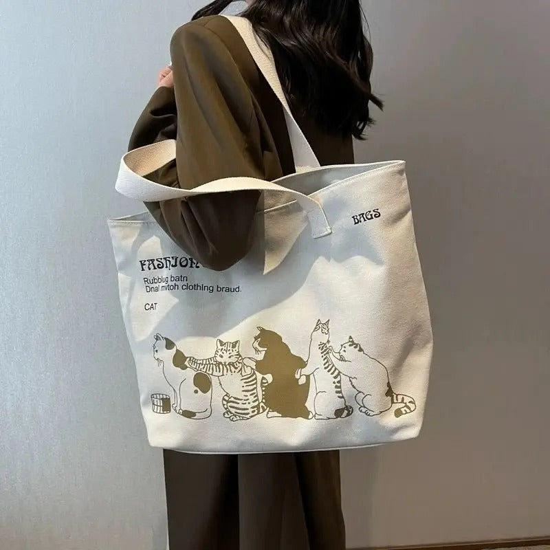 Whiskers & Wonder Canvas Tote